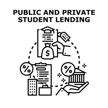 Student lending concept connecting public and private financial institutions Stock Illustration