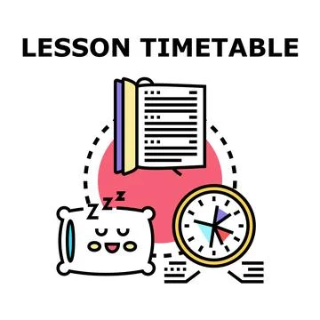 Student lesson timetable planning schedule and sleep Stock Illustration