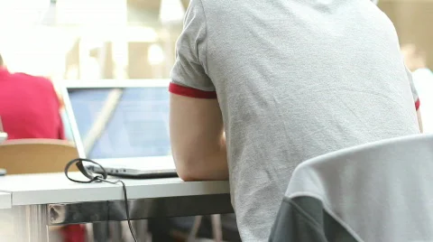 Student in library 10 - laptop Stock Footage 741744