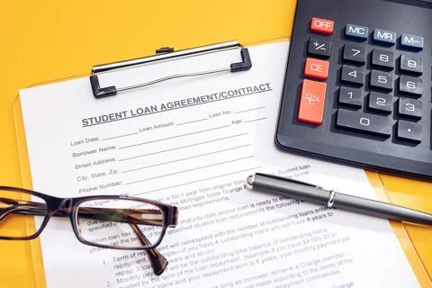 Student Loan Application on table. Education cost concept Blank Student Lo... Stock Photos