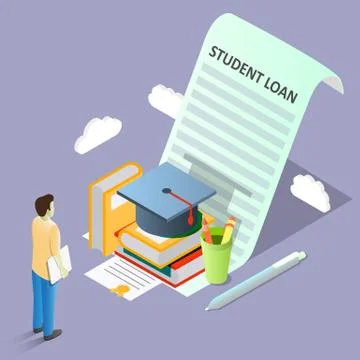 Student loan concept vector isometric illustration Stockillustratie