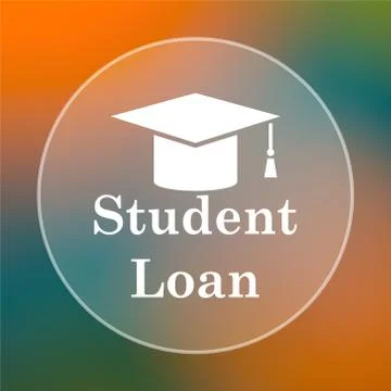Student loan icon. Internet button on colored  background.. Stock Illustration