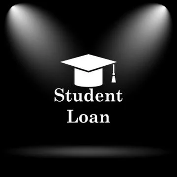Student loan icon. Internet button on black background.. Stock Illustration
