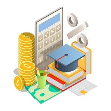 Student loan rates vector concept isometric illustration Ilustração Stock