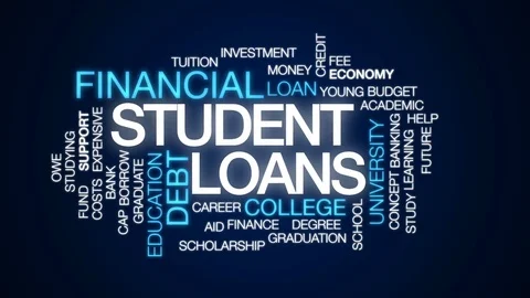 Student loans animated word cloud, text design animation. Stock Footage 80065624