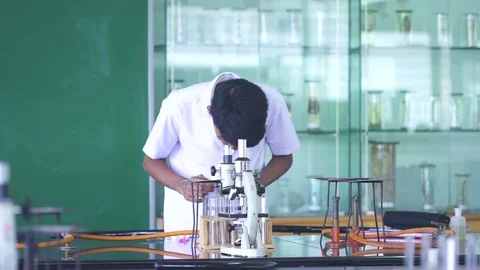 Student Looking Through Microscope Vídeos de archivo 90746521