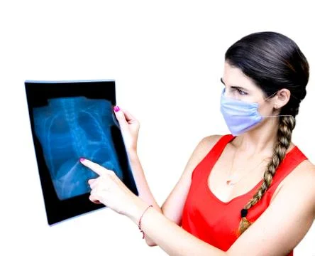 Student looking at an x ray image Foto stock
