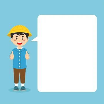 Student Making Thumb Up with Speech Bubbles Stock Illustration