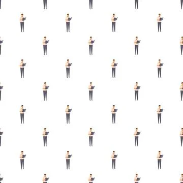 Student man character reading book seamless pattern 스톡 일러스트