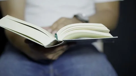 Student Man Reading A Book, Turning The Pages And Searching For Information Stock Footage 272477499
