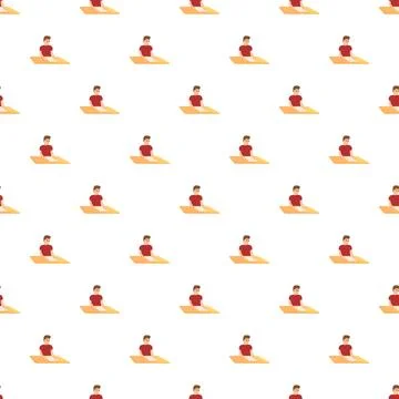Student man studying at desk seamless pattern Stock Illustration