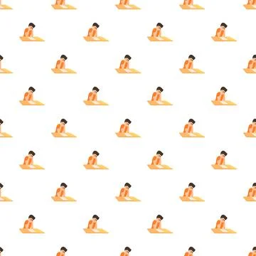 Student man studying writing at desk seamless pattern Stock Illustration