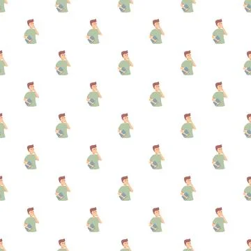 Student man thinking holding book in seamless pattern Stock Illustration