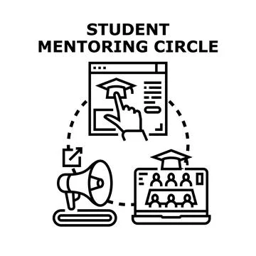 Student mentoring circle offering educational support and guidance Stock Illustration