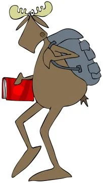 Student moose with a backpack Stock Illustration