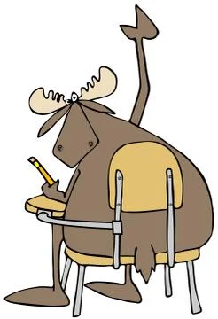 Student moose with a question Illustrazione stock