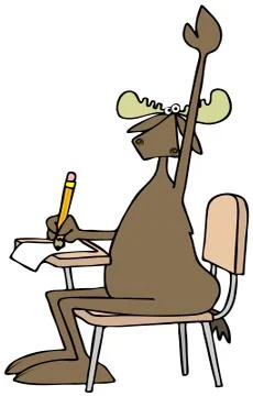 Student moose with a question Stock Illustration