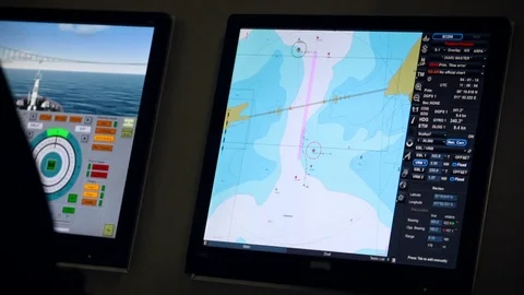 Student in Naval School using touch screen on simulation program to practice Video stock 84702015