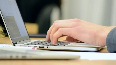 Student near computer during Data Science Hackathon in Kiev, Ukraine. Stock Footage 71123444