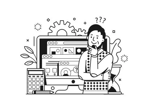 Student or Employee Doing Ability Test or Exam Stock Illustration