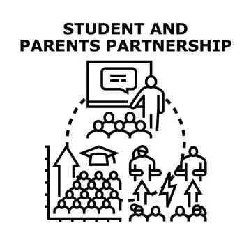 Student parents partnership for education development support Stock Illustration