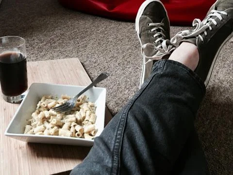 Student pasta lunch Stock Photos