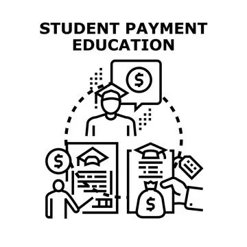 Student payment education costs studying finance concept Stock Illustration
