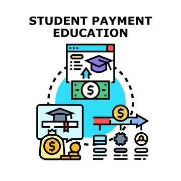 Student payment education financing and tuition fees concept Stock Illustration