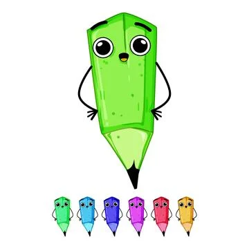 Student pen character cartoon vector graphic Stock Illustration