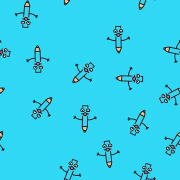 Student pen character vector seamless pattern Stock Illustration