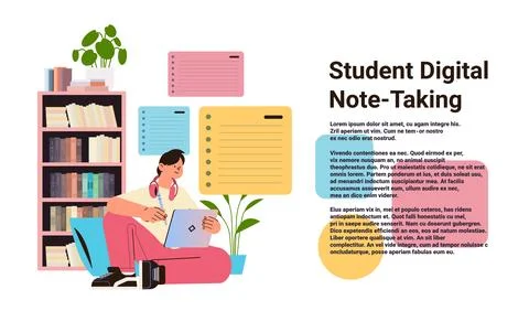 Student with pencil using laptop to take digital notes online education e 스톡 일러스트