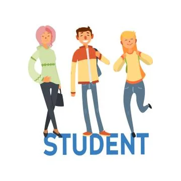 Student People Set 1 Illustrazione stock