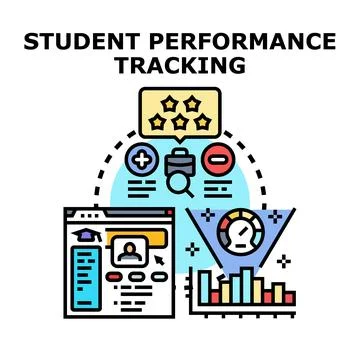Student performance tracking concept creating educational analytics platform Stock Illustration