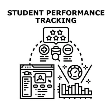 Student performance tracking concept creating educational analytics platform Stock Illustration