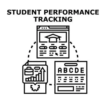 Student performance tracking education analytics system concept 스톡 일러스트