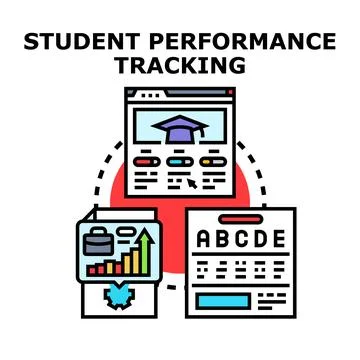 Student performance tracking education analytics system concept Stock Illustration