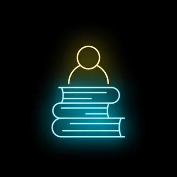 Student person icon learning from stack of books Stock Illustration