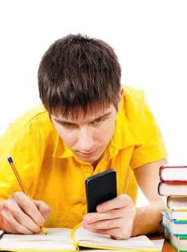 Student with a Phone Foto stock