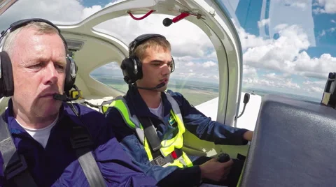 Student Pilot Confidently Flying Plane Stock Footage 67702381