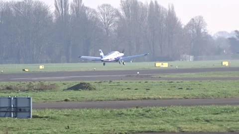 Student Pilot Hard Landing at a Small Airport Stock Footage 250078512