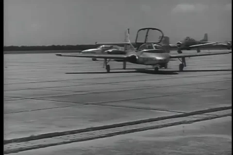 Student pilot receive primary instruction in T-37 to ink jet trainer - 1958 Stock Footage 99587452