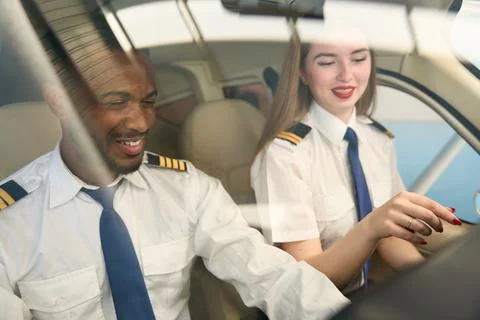 Student pilots training in cockpit: learning to fly Stock Photos