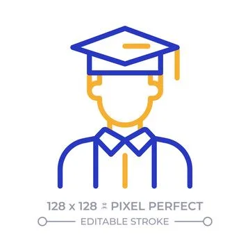 Student pixel perfect two color line icon Stock Illustration