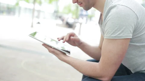 Student playing with electronic device, close up Stock Footage 39343243