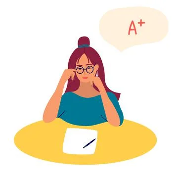 The student is preparing for the exam. Cartoon Stock Illustration