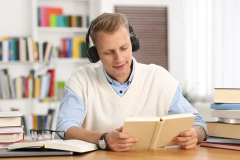 Student preparing for exam at table indoors Stock Photos