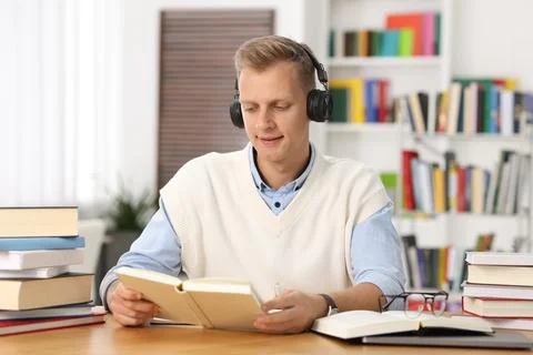 Student preparing for exam at table indoors Stock Photos