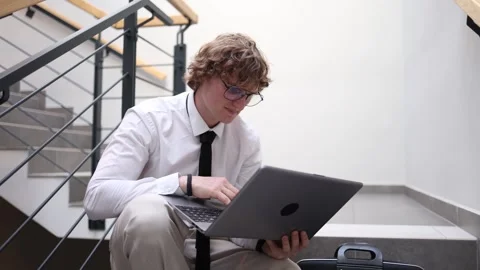 Student preparing for exams on laptop Stock Footage 333974684