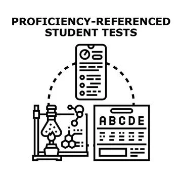 Student proficiency testing process with academic assessment Stock Illustration