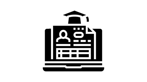 Student profile online learning platform glyph icon animation Stock Footage 326152109